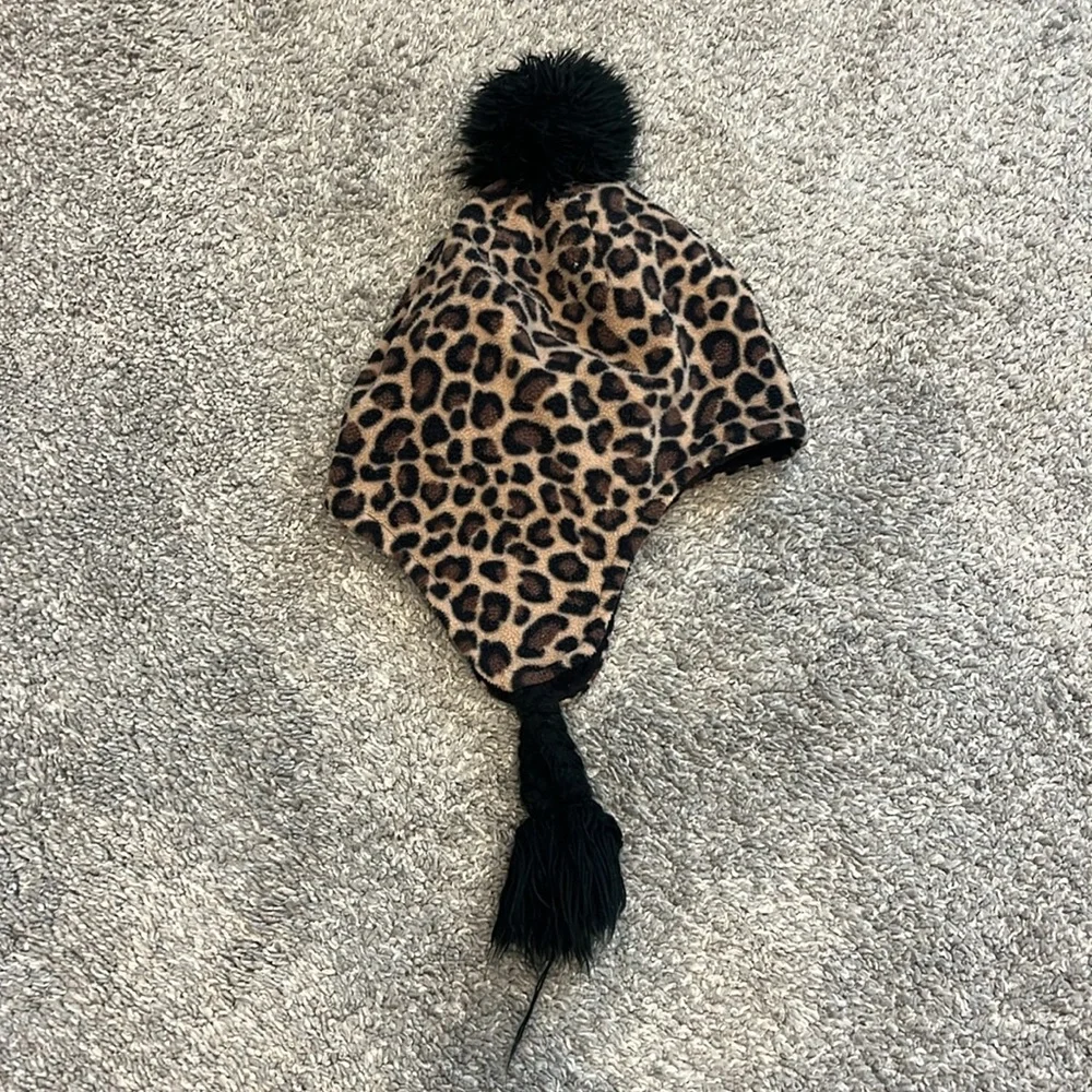 Leopard Print Fleece Hat for Girls